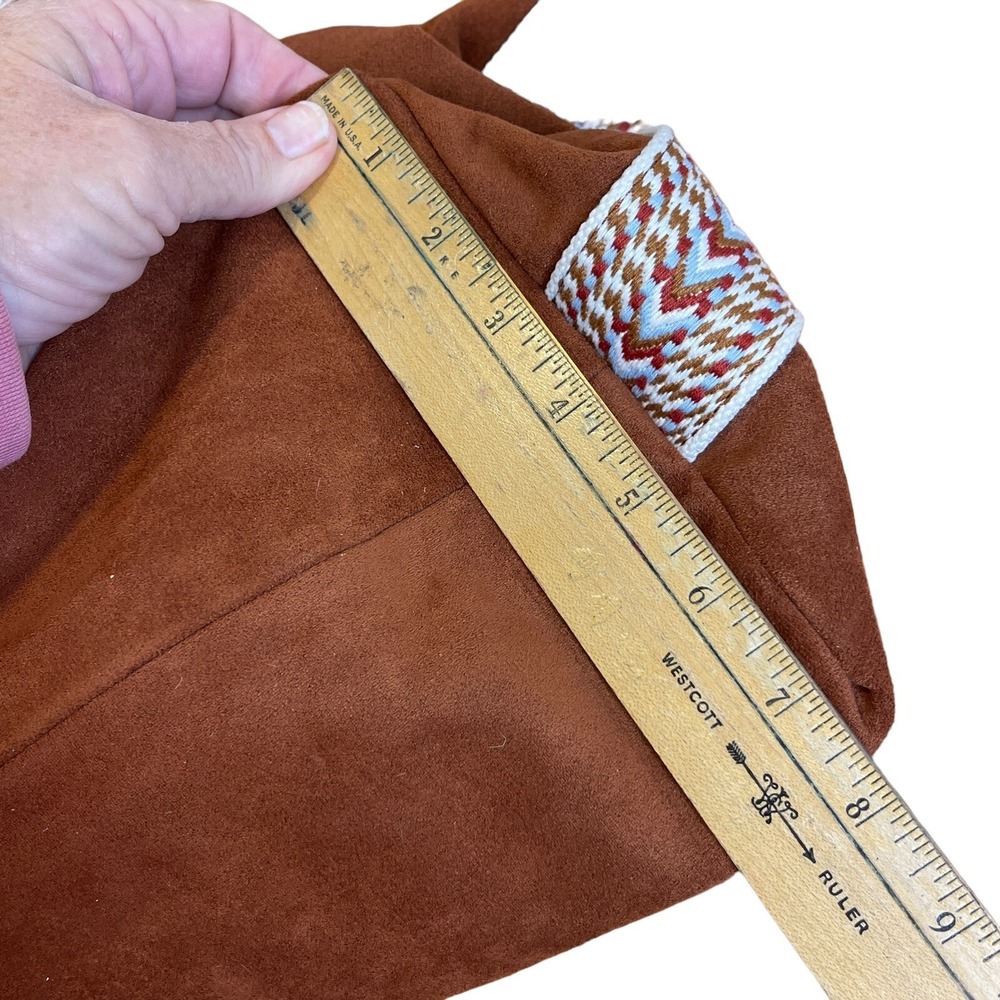 Shiraleah Purse Handbag Decorative Strap Caramel Brown Zip Closure Boho‎ - Picture 9 of 16